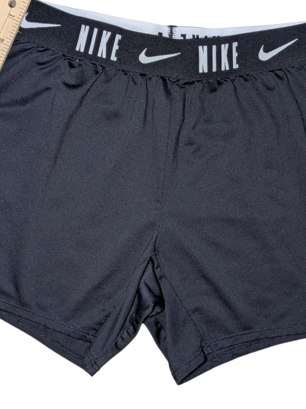 Nike Girls Black Athletic Shorts with Logo Waistband - Picture 6 of 7